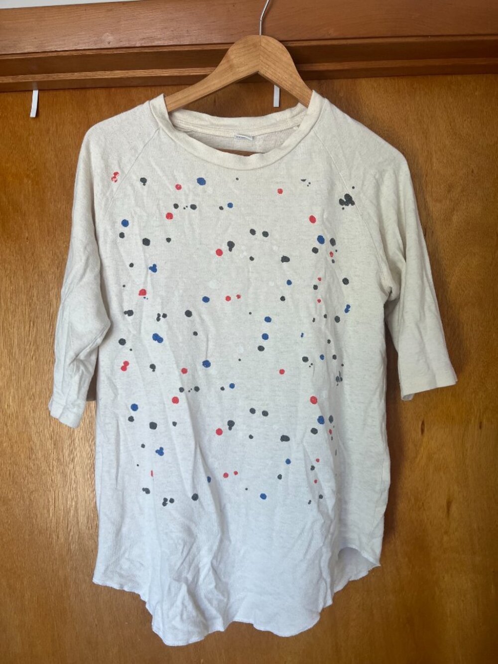 Clare V. X Jungmaven Paint Splatter Raglan Baseball Classic Everyday Tee Size M